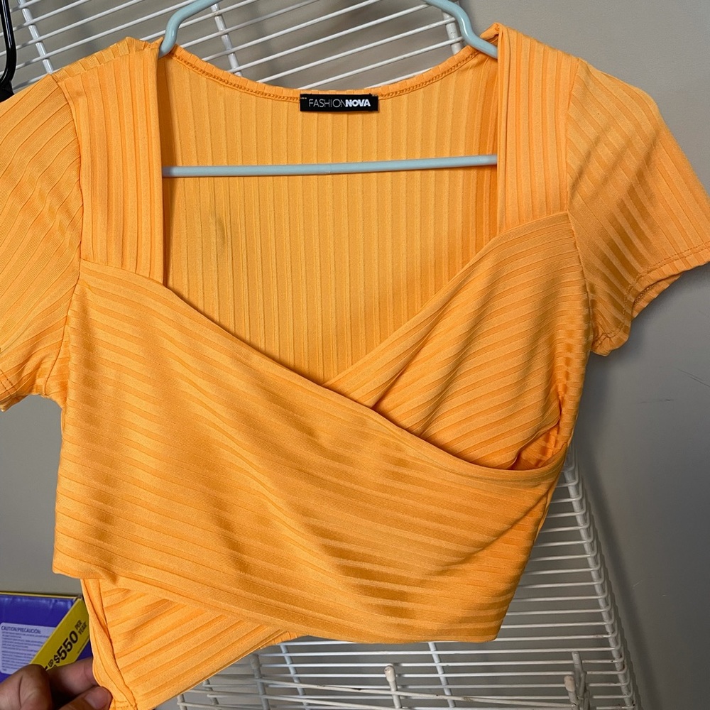 Fashion nova top. vibrant golden orange color
